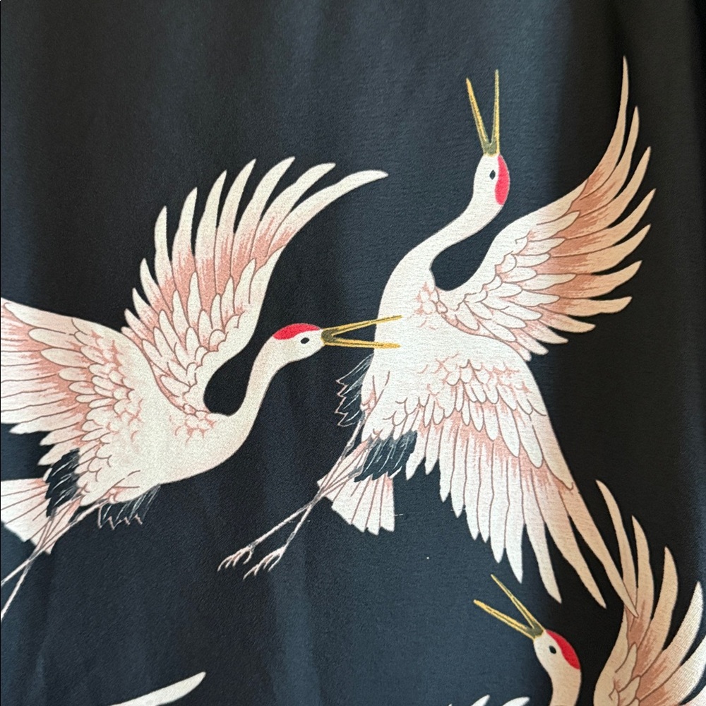 zara crane bird print blazer with sash belt Sz XS - Picture 12 of 16
